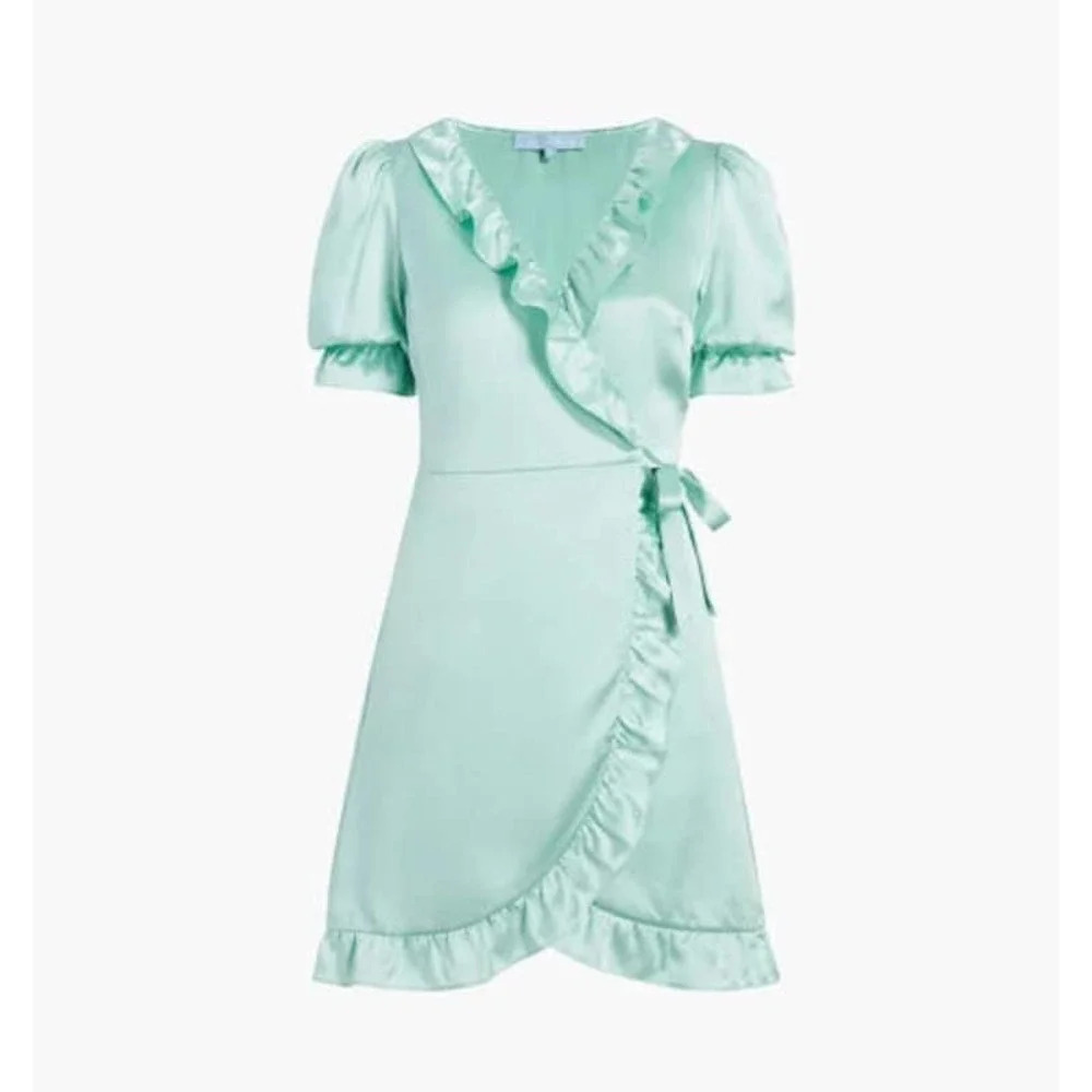 Hill House The Nima Silk Wrap Dress in Mint Size Small - Picture 1 of 12